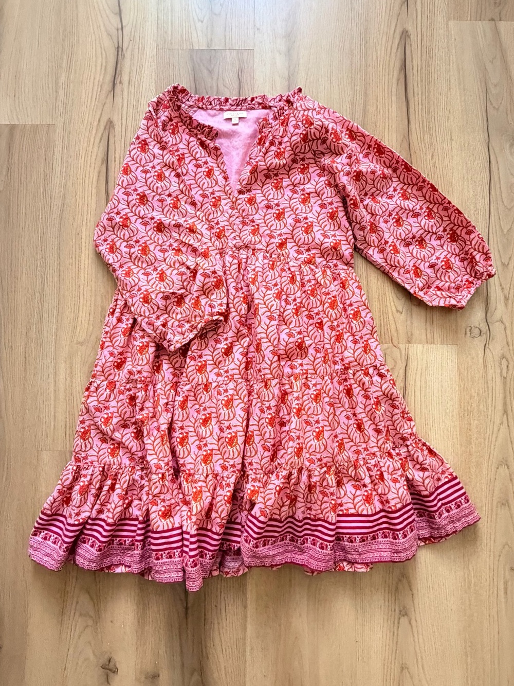 Ladies  Pink Chicken Pink Floral Long-Sleeve Dress